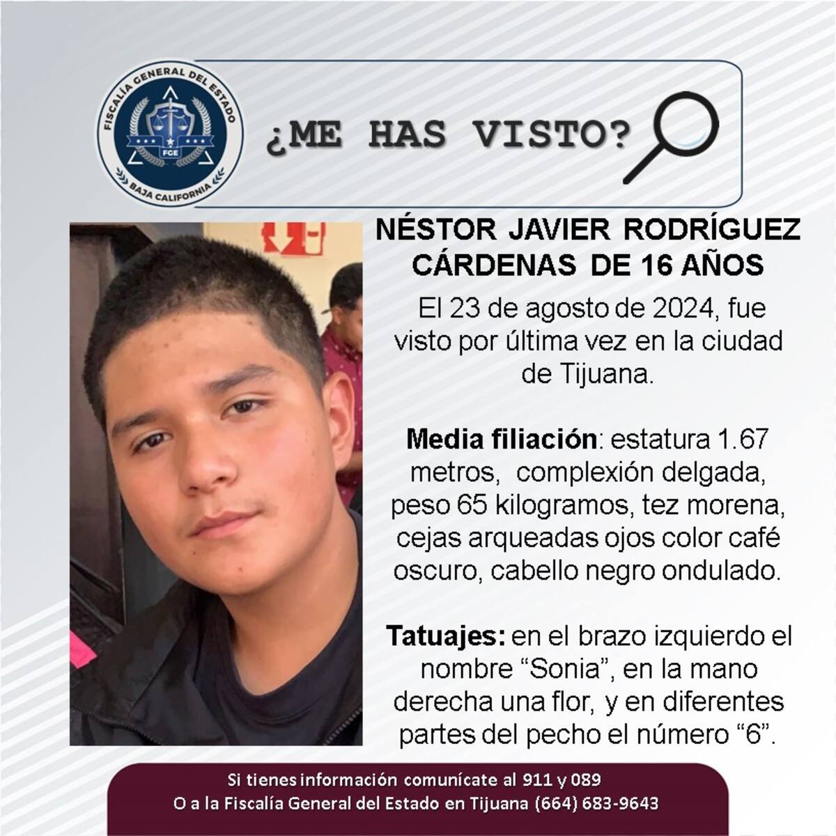 Néstor Javier Rodríguez Cárdenas fue visto por última vez el 23 de agosto de 2024.