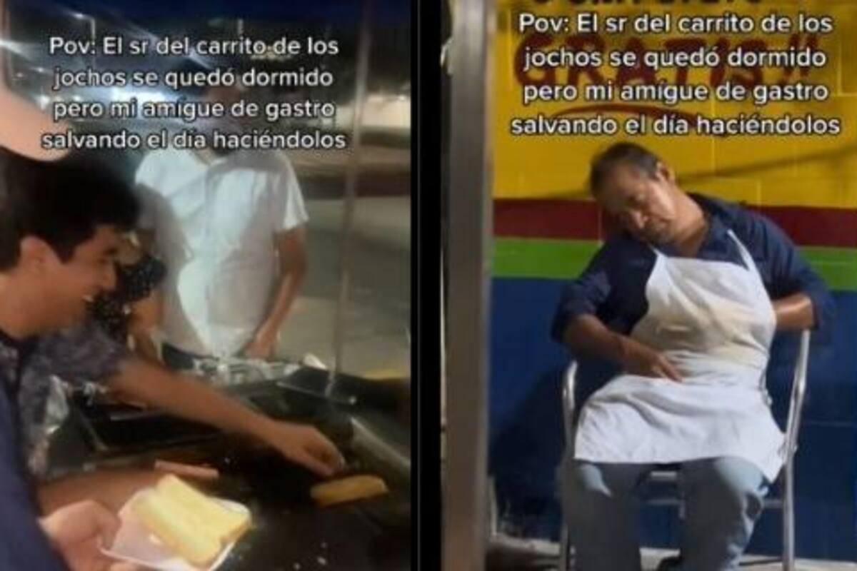 Viral: Vendedor de Hot Dogs se quedó dormido