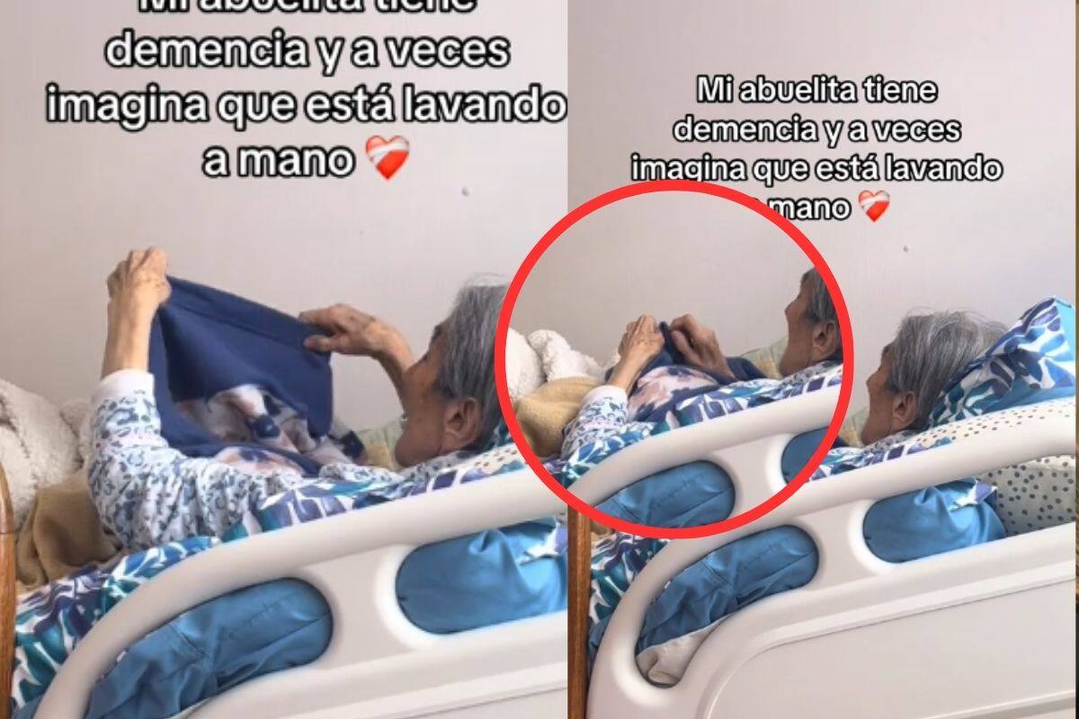 Abuelita con demencia conmueve al imaginar que lava ropa: un reflejo de sus recuerdos
