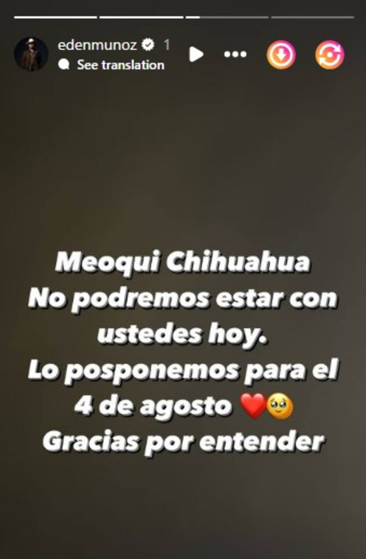Edén Muñoz ragenda concierto / IG: @edenmunoz