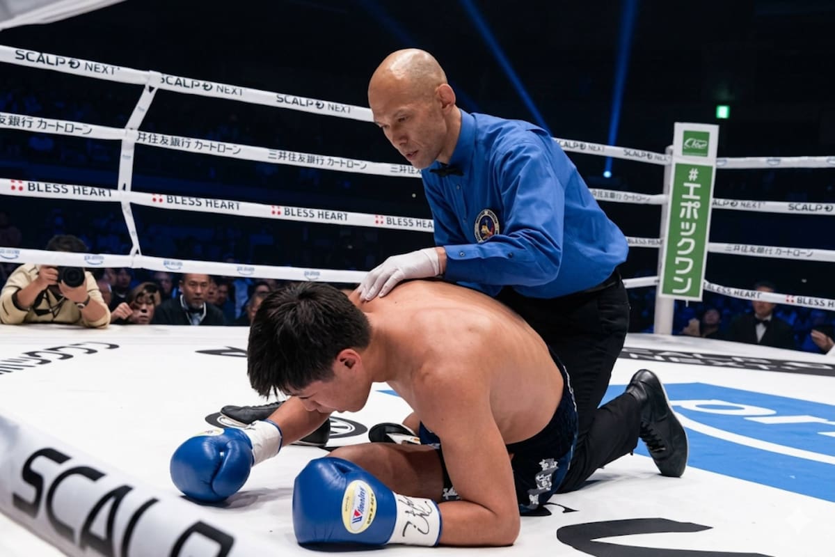 Pedro “Pedrín” Guevara sale en camilla tras choque de cabezas con Tomoya Tsuboi en la Kokugikan de Tokio; pelea termina en empate técnico a los 23 segundos del segundo round