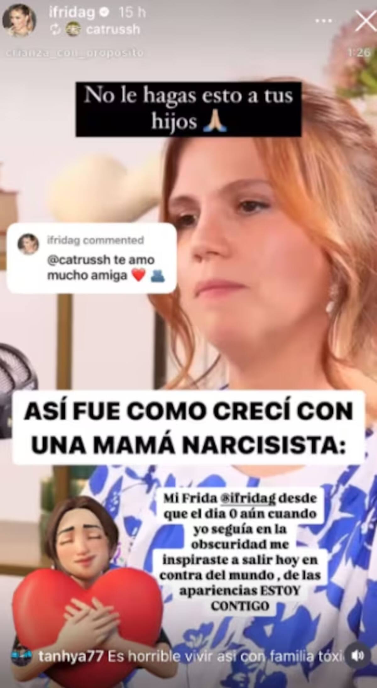 Frida Sofía aborda el impacto de madres narcisistas: "No le hagas esto a tus hijos". / Captura de Pantalla. IG: ifridag