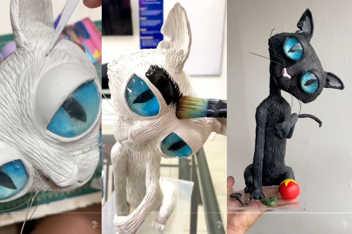 Estudiante de diseño gráfico crea una escultura del Gato, personaje de ‘Coraline’ | VIRAL
