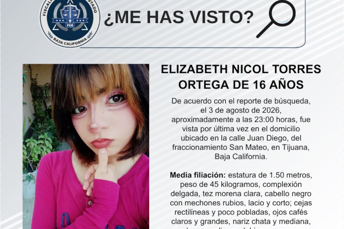 Se busca Elizabeth Nicol Torres Ortega de 16 años