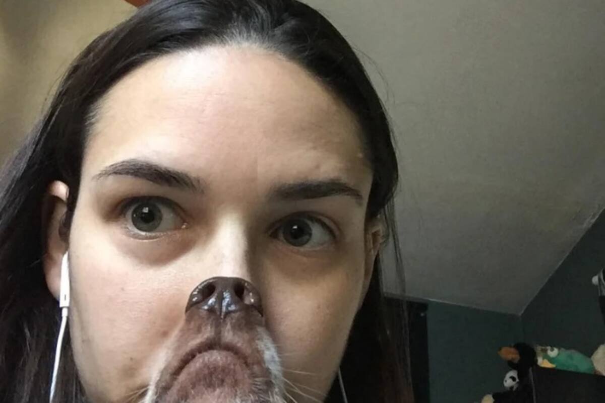 Intenta tomarse una foto con su perro y obtiene un gracioso 'retrato'