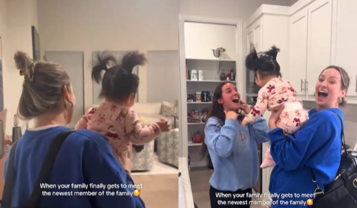 Mujer sorprende a su familia con su hija adoptiva y las emotivas reacciones se vuelven virales