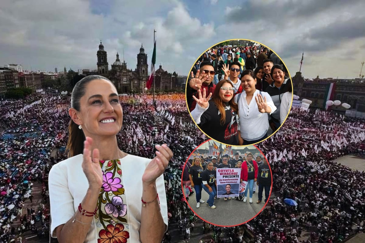 Llegan al zócalo desde temprano los simpatizantes de Claudia Sheinbaum para festejar su primer año siendo presidenta de México