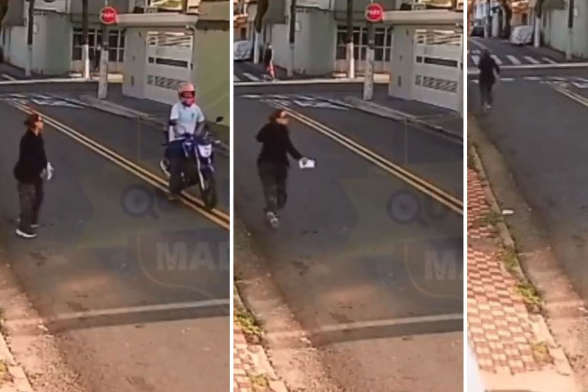 Video viral: Mujer corre al creer que va a ser asaltada por motociclista