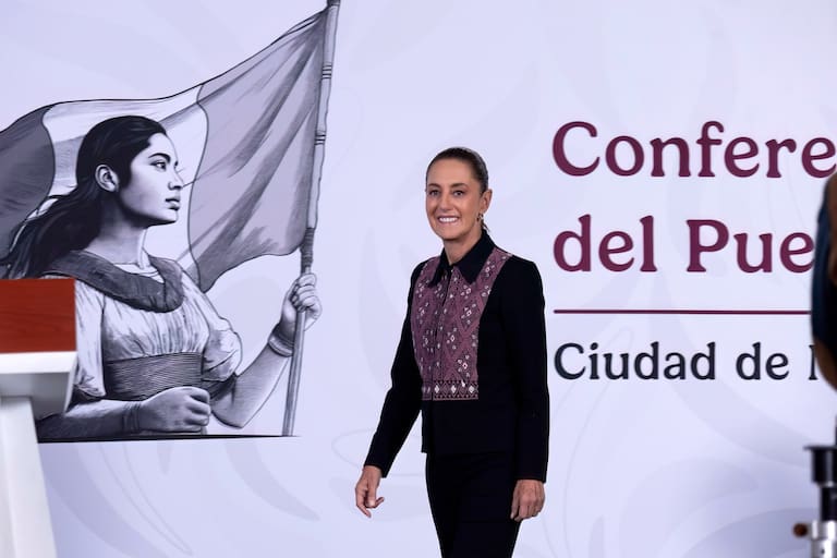La presidenta Claudia Sheinbaum en una "Conferencia del Pueblo". | Crédito: Presidencia