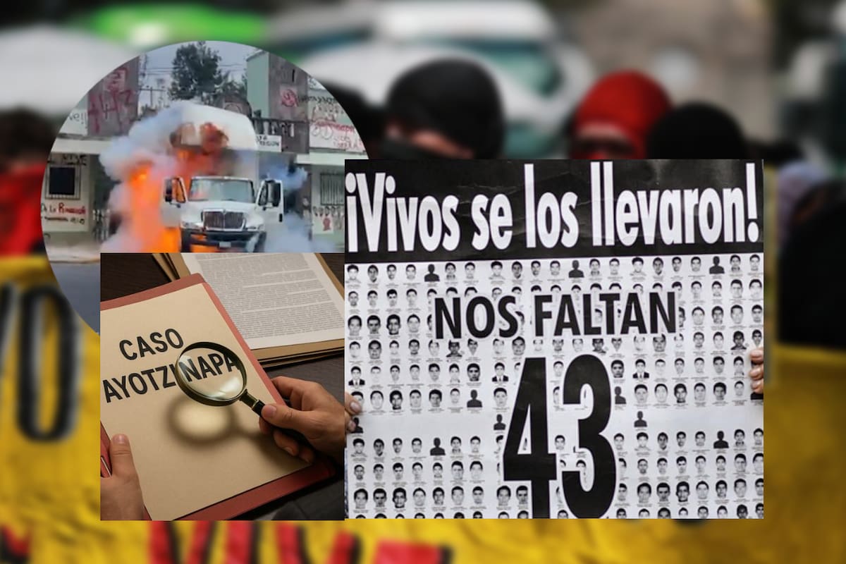 Protestan por caso Ayotzinapa y queman camión tras tumbar puerta de campo militar exigen revelar 800 folios de investigación que el Ejército tiene en su poder