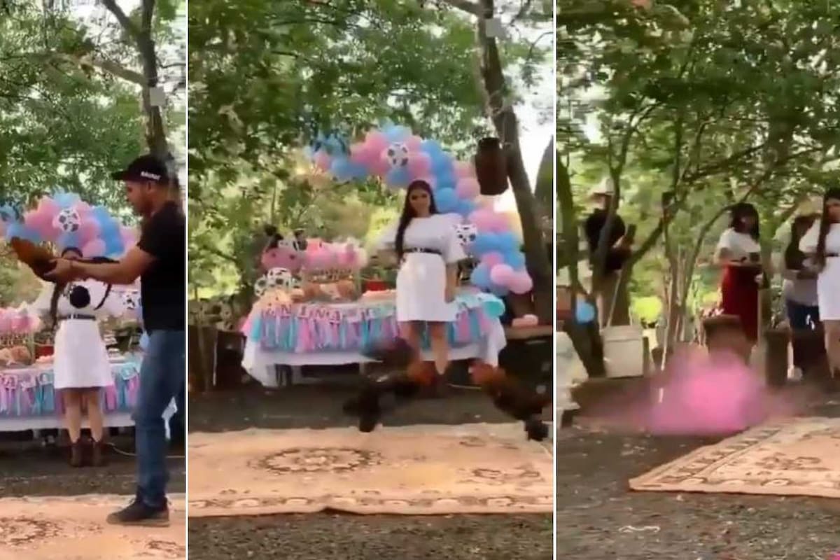 VIDEO: Pareja indigna por hacer revelación de sexo con pelea de gallos