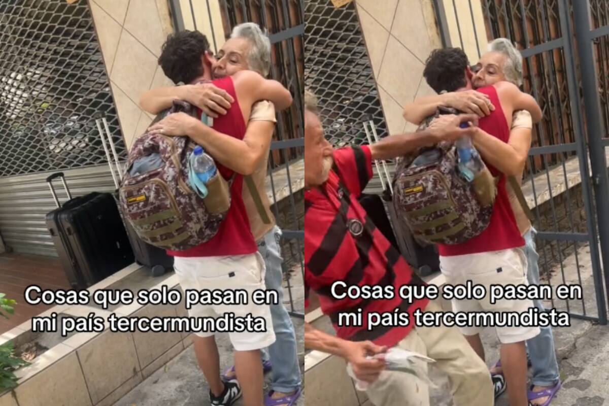 Mientras abrazaba a su abuela, este joven fue víctima de un ROBO por un extraño que apareció de la nada