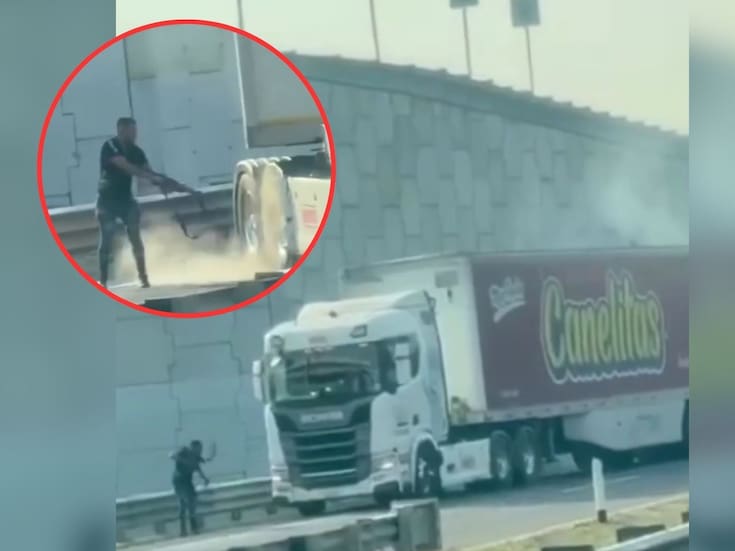 VIDEO IMPACTANTE: Elementos del CJNG bajan a punta de armas largas a camionero civil y le ponchan las llantas a disparos