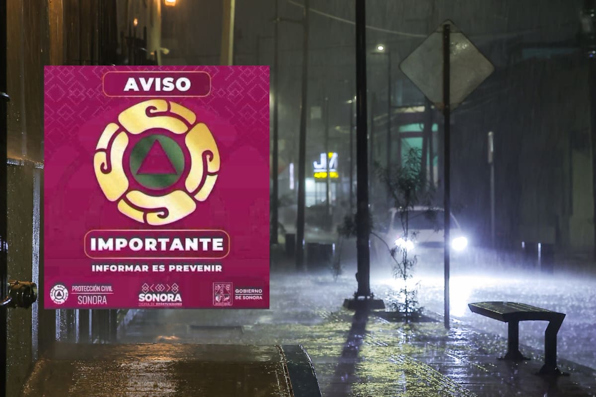 Lluvia acumula 20.8 milímetros en el Centro de Hermosillo y Protección Civil pide evitar arroyos, canales y calles con corriente ante más tormentas