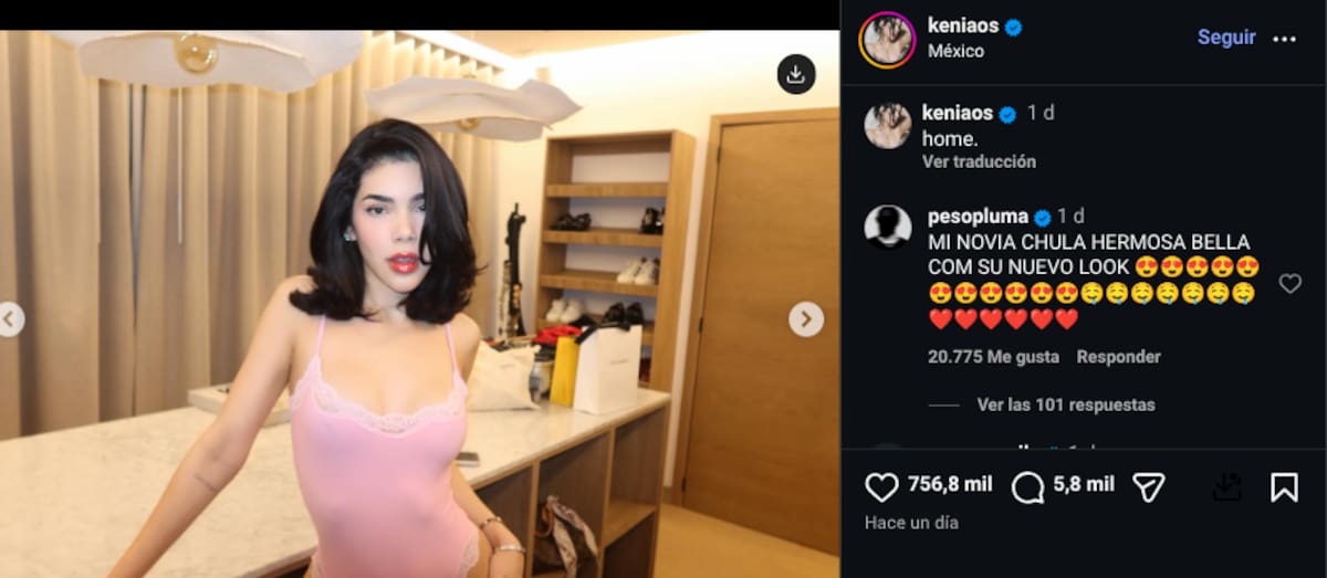 Peso Pluma reacciona a las fotos de Kenia Os | Instagram @keniaos