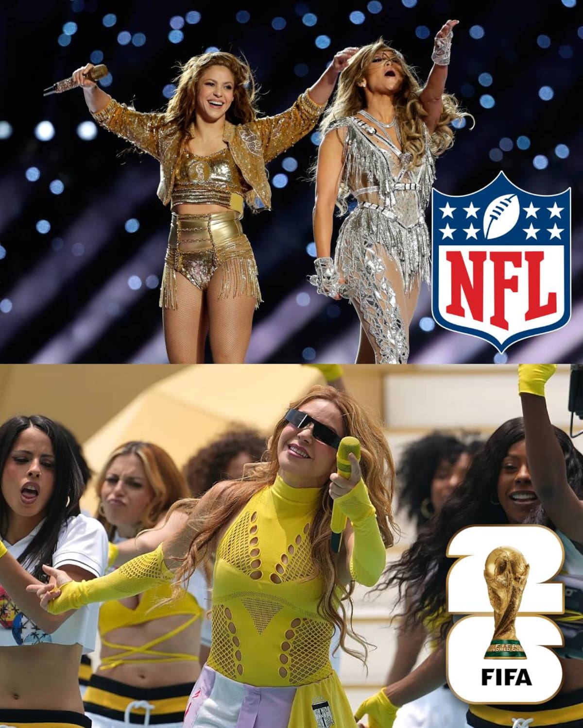 Shakira cantó en el show de medio tiempo del Super Bowl y este domingo cantará en el primer show de medio tiempo de la Copa del Mundo. (Fotos: AP)