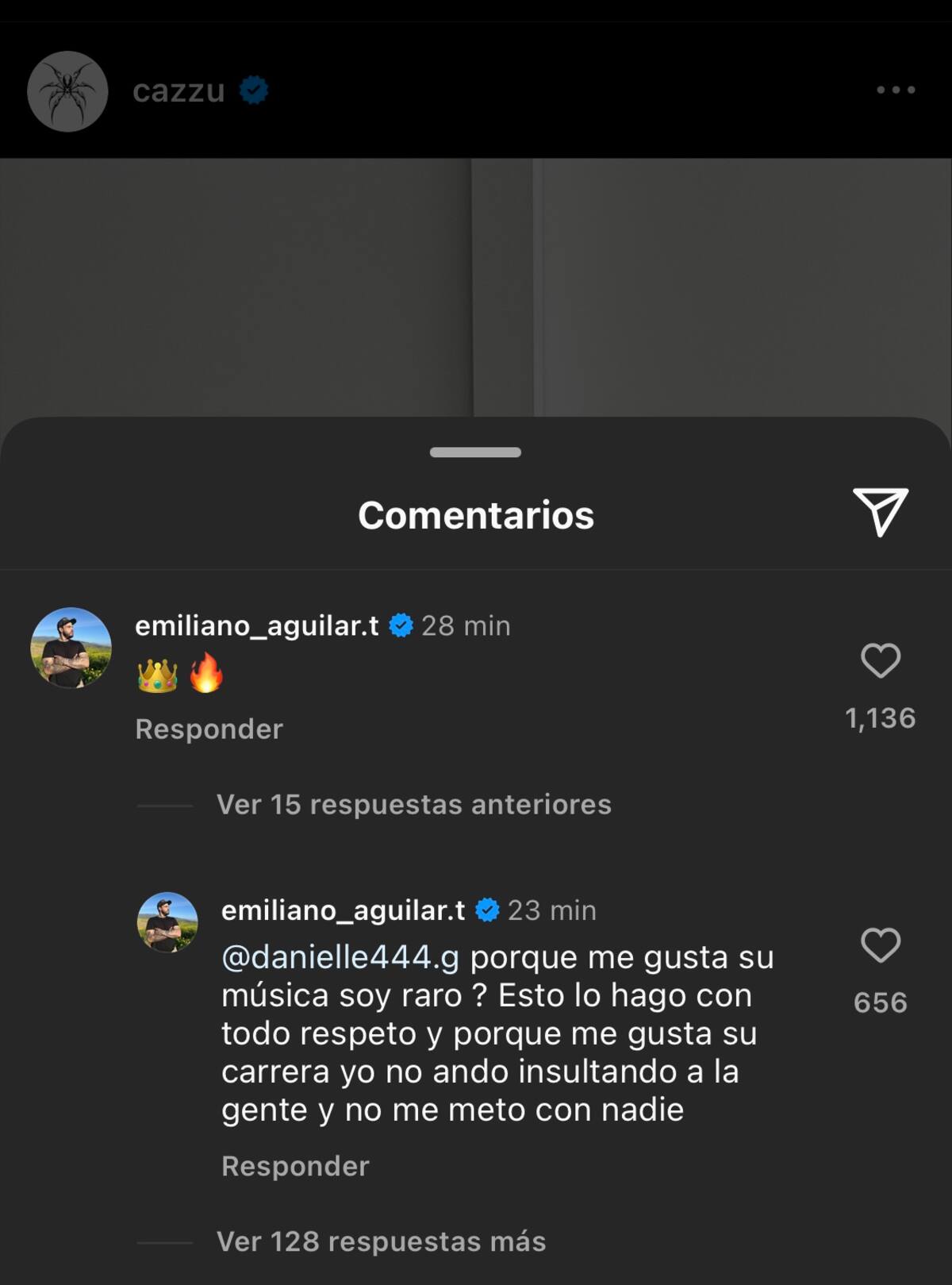 El famoso comentó publicación de Cazzu.