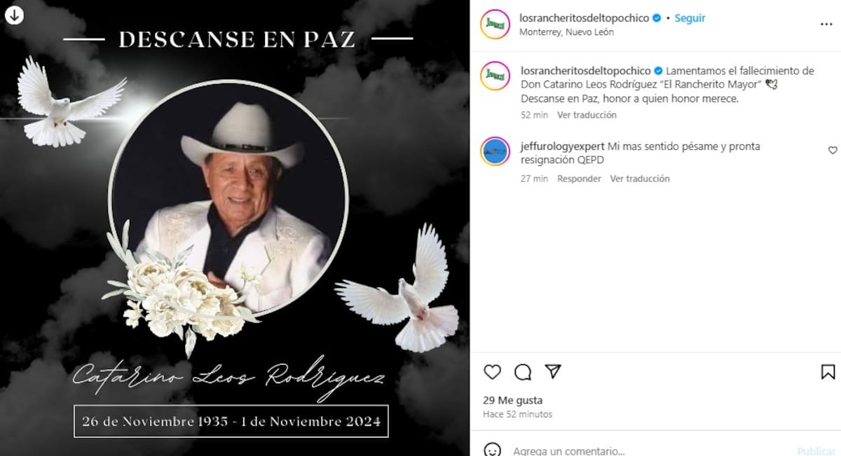 Los Rancheritos del Topo Chico se despiden de Catarino Leos / Instagram: @losrancheritosdeltopochico