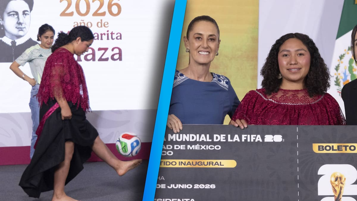 ¿Quién es Yolett Cervantes Cuaquehua, la joven náhuatl que juega futbol descalza y en falda, ganadora del boleto 001 del juego inaugural del Mundial 2026 entregado por Claudia Sheinbaum?