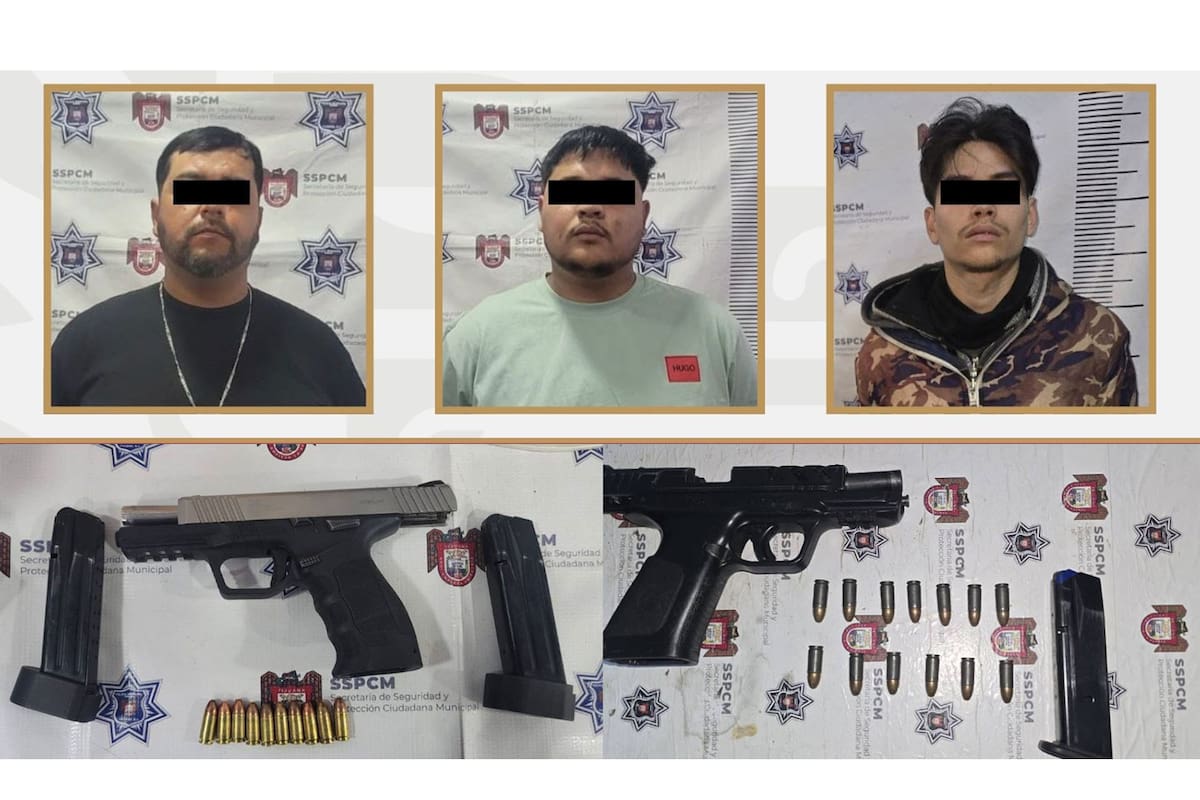Detienen a tres personas por portación de arma de fuego