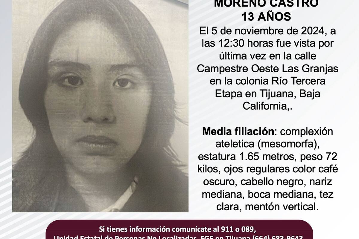 Se busca a Génesiz Anneliese Moreno Castro de 13 años de edad