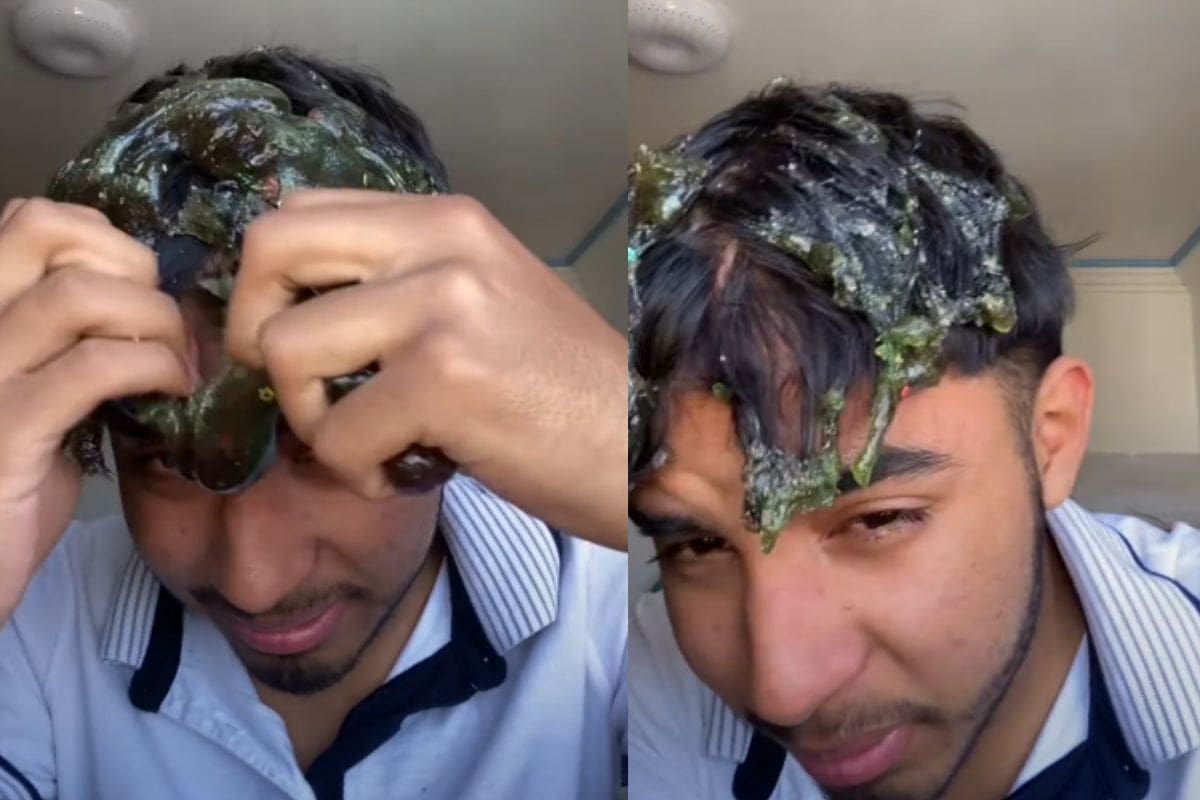 Hombre se queda dormido y su sobrina le pega “slime” en el cabello para hacerle un peinado