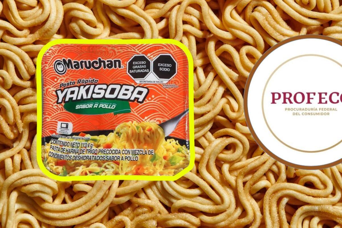 Profeco detecta que Maruchan Pasta Rápida Yakisoba sabor pollo tiene más grasa de la declarada en su etiqueta: reportó 6.1 gramos por cada 100 gramos preparados, pero el laboratorio encontró 8.8 gramos, una diferencia de 44%