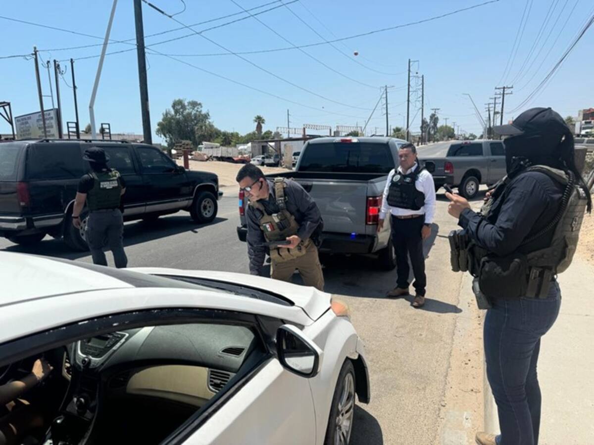 En el despliegue policíaco participaron elementos de Unidad Especializada en Delitos de Robo de Vehículos adscritos a Mexicali y San Felipe I Foto: Cortesía