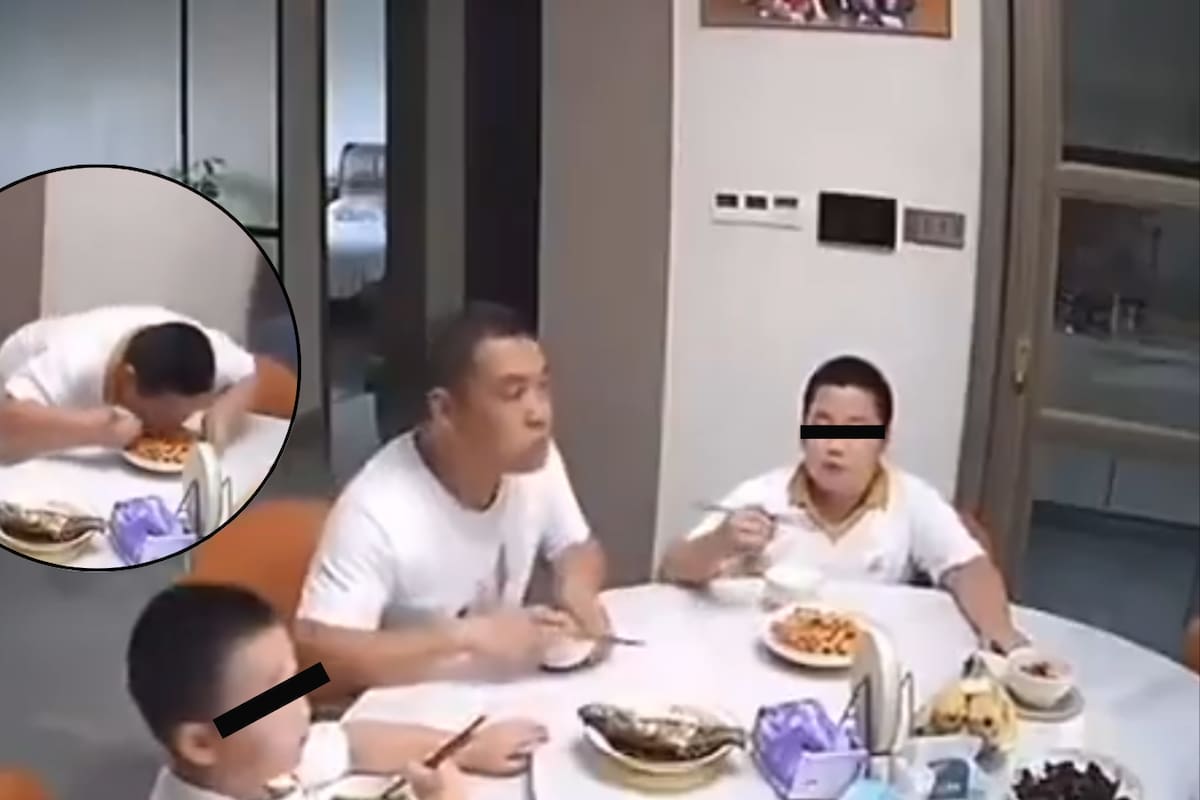 En pleno sismo, niño regresa a la mesa para terminar su comida antes de evacuar
