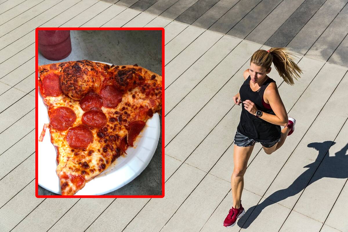 ¿Cuántos kilómetros debo correr para quemar una rebanada de pizza del Costco?