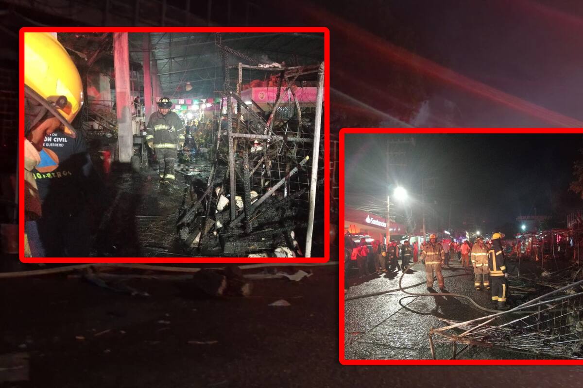 Incendio acaba con al menos 30 puestos en Mercado Central de Acapulco durante la madrugada de Navidad