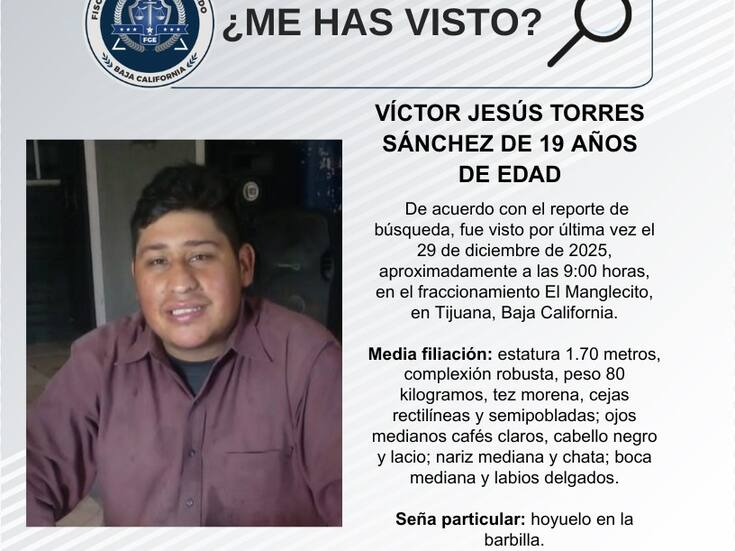 Se busca a Víctor Jesús Torres Sánchez de 19 años de edad