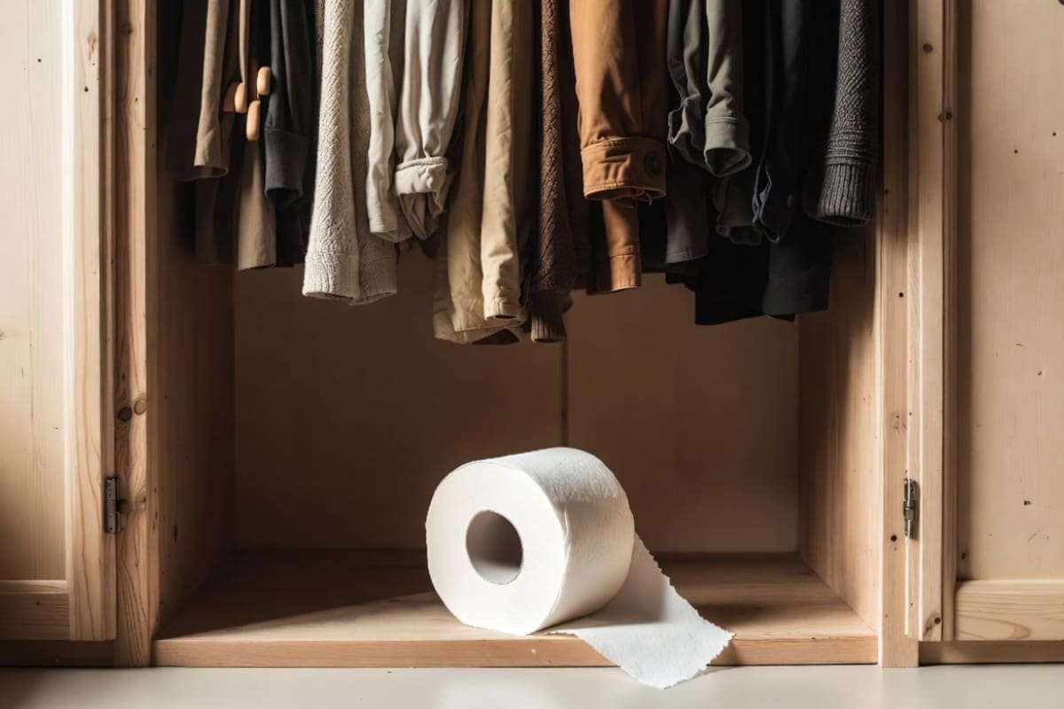 Un sencillo truco con papel higiénico y suavizante permite mantener un olor agradable en el armario de las chaquetas sin gastar en ambientadores