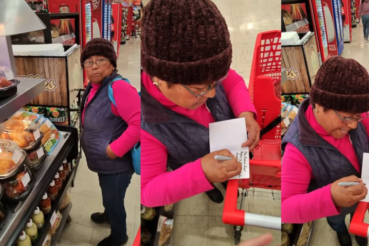 “Desde que la miré, me gustó… hasta me hice pipí”: hombre le dicta carta de amor a una desconocida en el súper para su novia