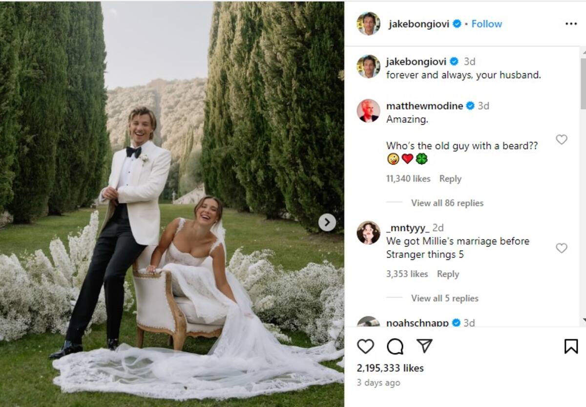 Jake Bongiovi también compartió fotos de la boda en su instagream