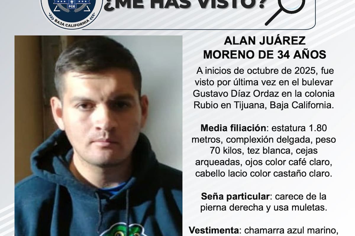 Se busca a Alan Juárez Moreno de 34 años de edad