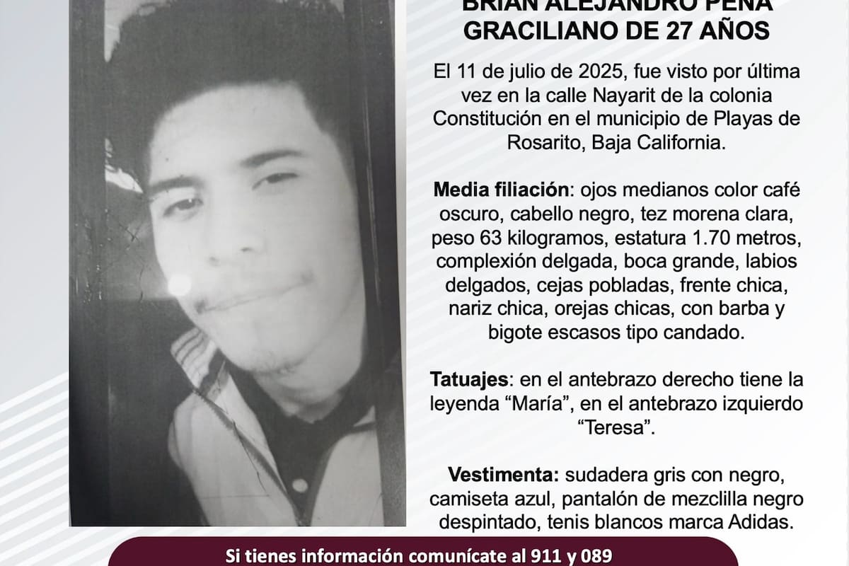 Se busca a Brian Alejandro Peña Graciliano de 27 años