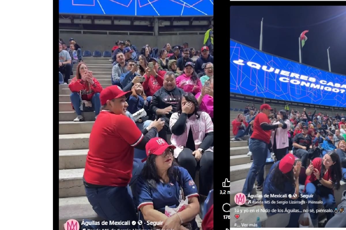 Joven le pide matrimonio a su novia durante el partido de los Águilas de Mexicali