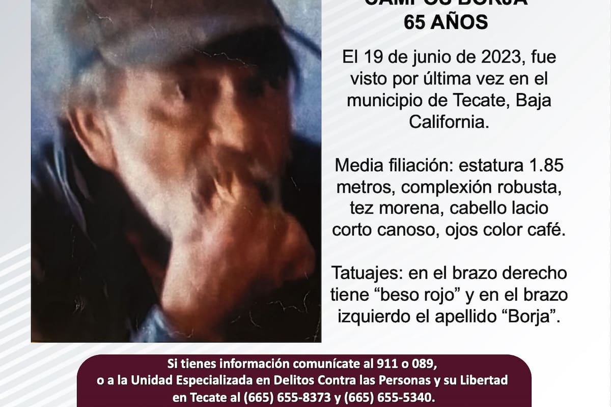 Se busca a José Guadalupe Campos Borja de 65 años