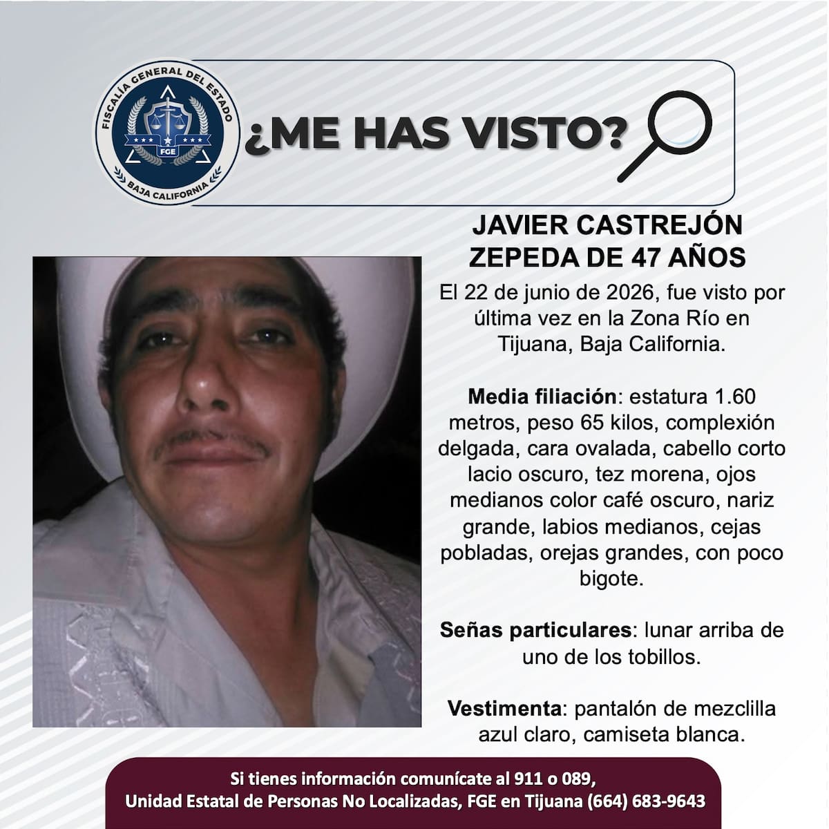 Fue visto por última vez el 22 de junio de 2026.