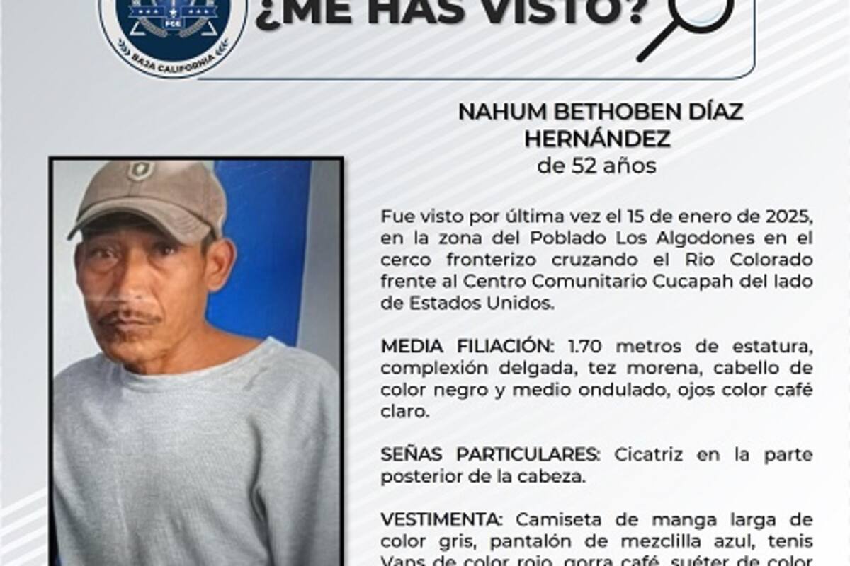 Familiares buscan a Nahum Bethoven Díaz Hernández