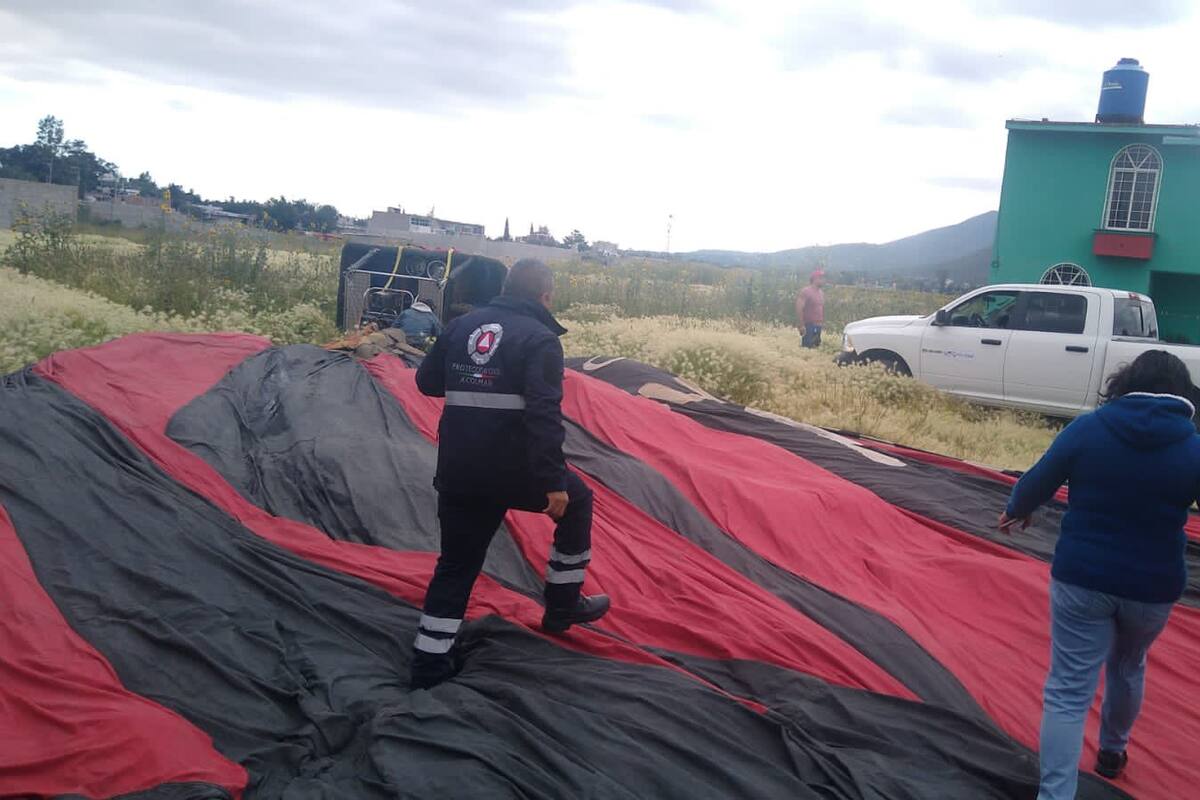 Edomex: Globo aerostático aterriza de emergencia en Acolman