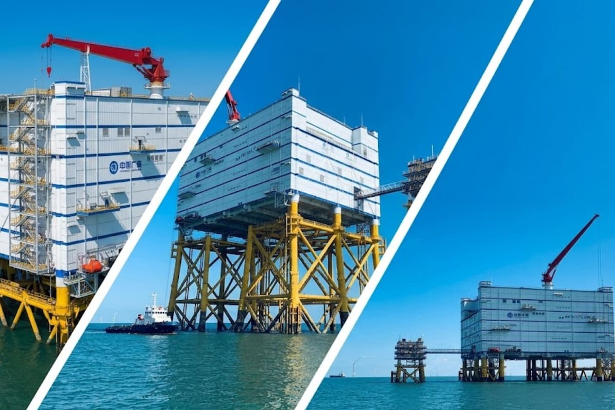 La enorme estructura que China instaló en el mar para abastecer a 1.36 millones de hogares no genera electricidad pero cumple una función clave para aprovechar la energía eólica lejos de la costa