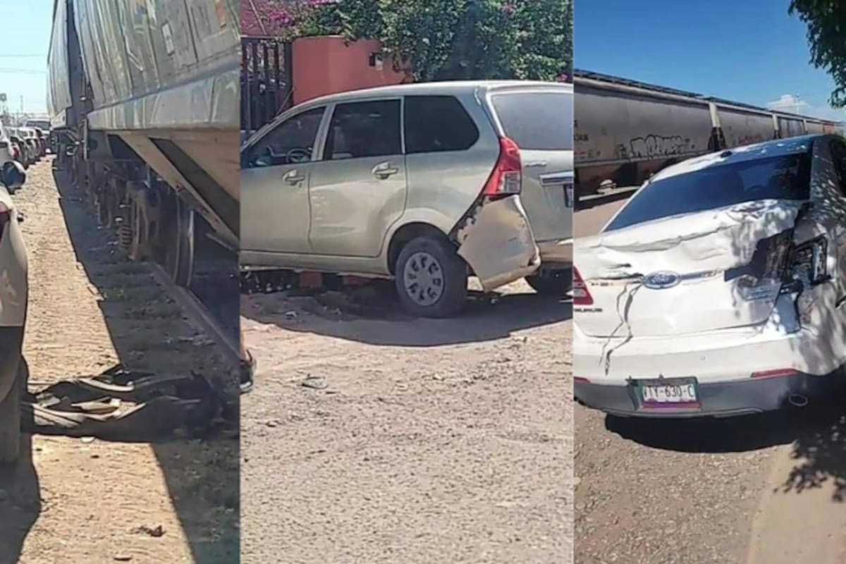 Tren embiste varios vehículos en el Parque Industrial de Ciudad Obregón