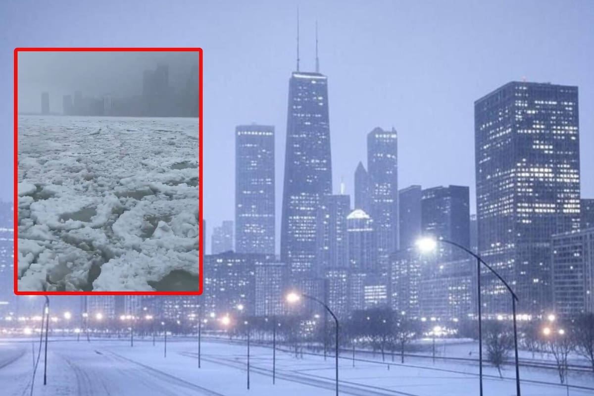 ¡Aterrador! Así luce el Lago Michigan en Chicago tras tormenta invernal en EU