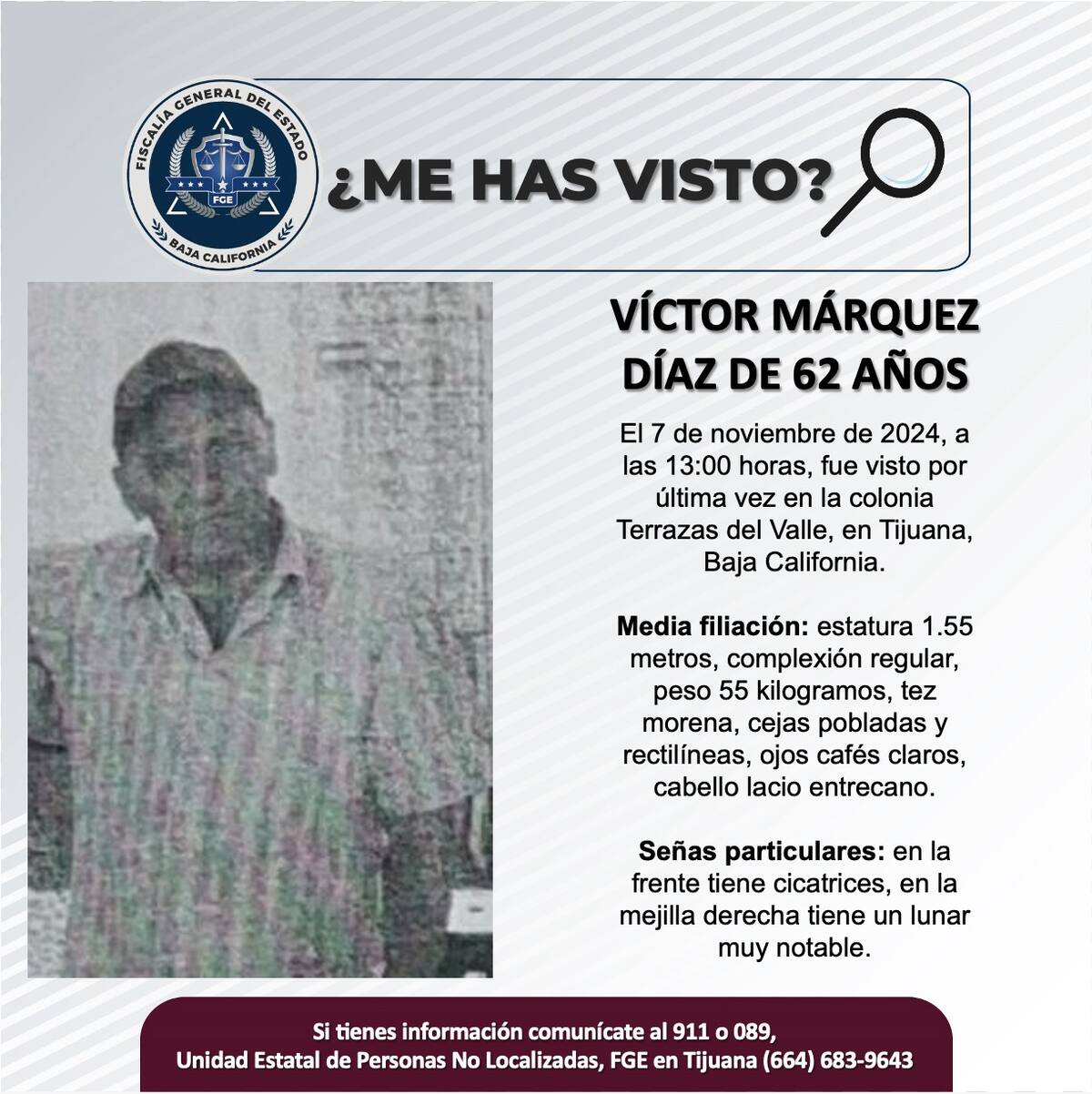 Víctor Márquez Día fue visto por última vez el 7 de noviembre del 2024.