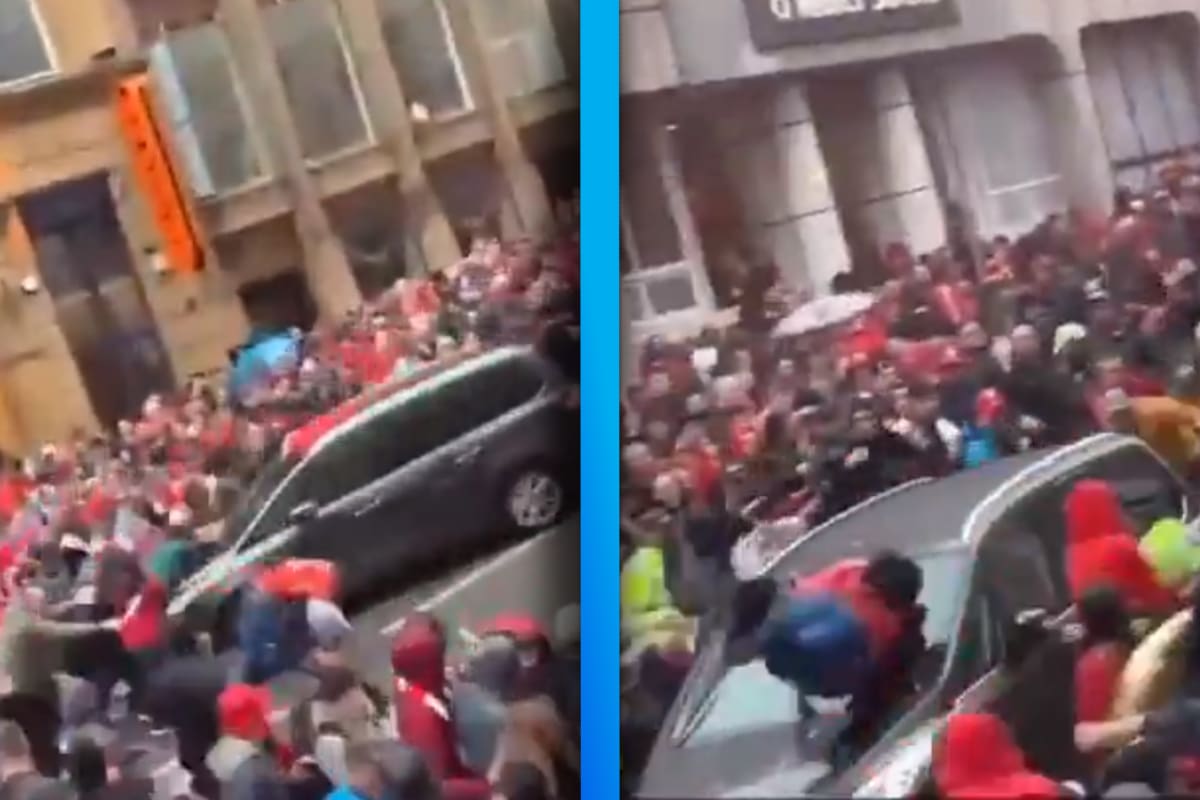 VIDEO: Hombre se vuelve loco y arrolla a afición del Liverpool que celebraba el título de Premier League