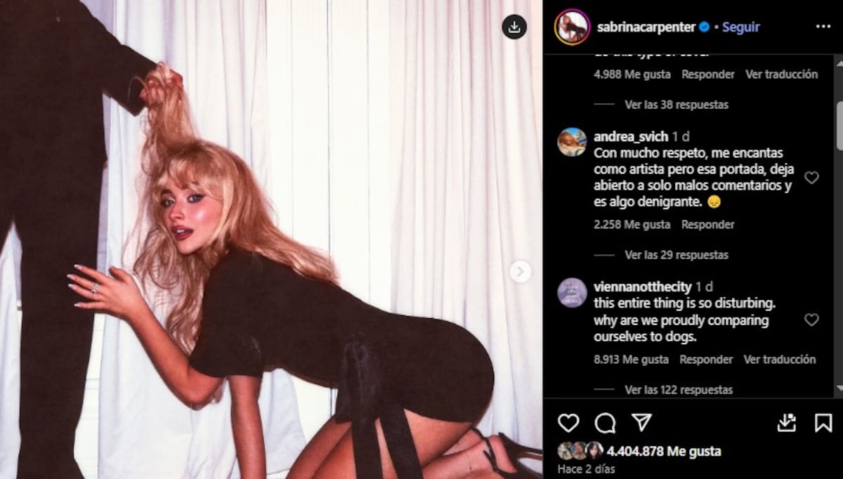 Critican la portada de Sabrina Carpenter / Instagram @sabrinacarpenter