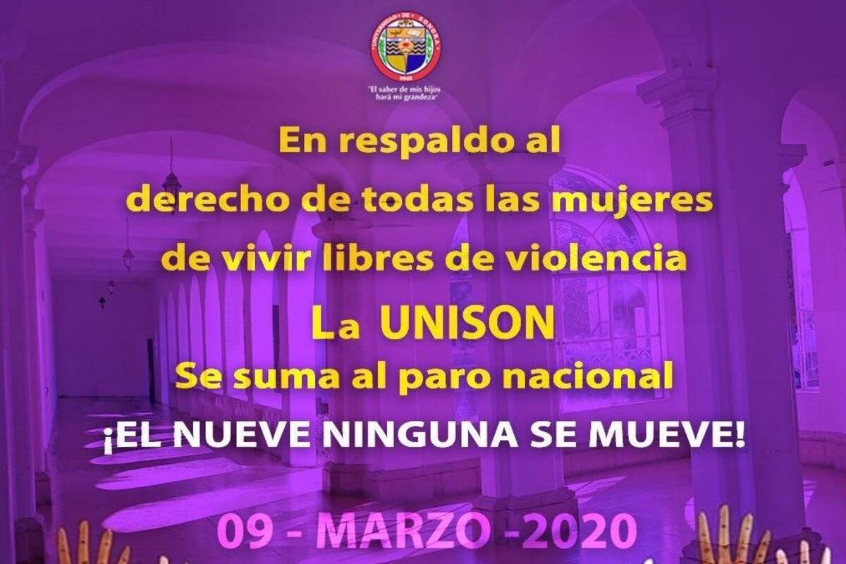 Unison se suma al paro nacional de mujeres