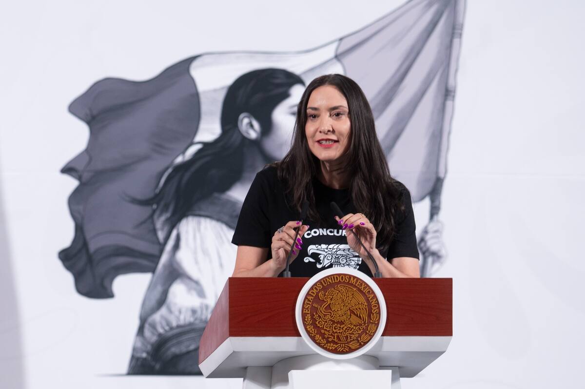 Claudia Curiel de Icaza, secretaria de Cultura, en la "Conferencia del Pueblo" de la presidenta Claudia Sheinbaum. | Crédito: Presidencia